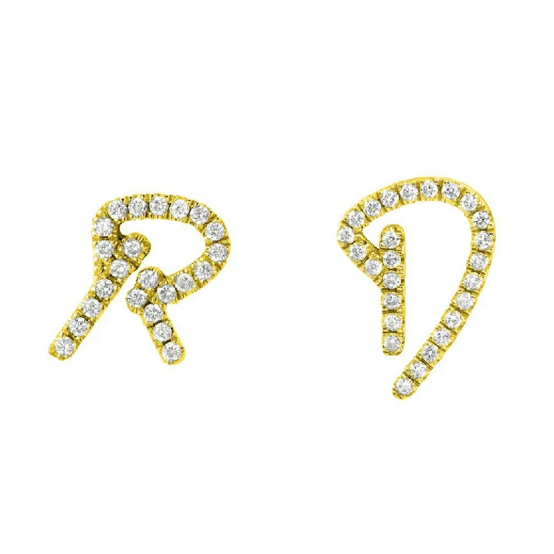 Elegant gemstone drop earrings for luxury wear -Custom Signature Initial Earring With Diamonds