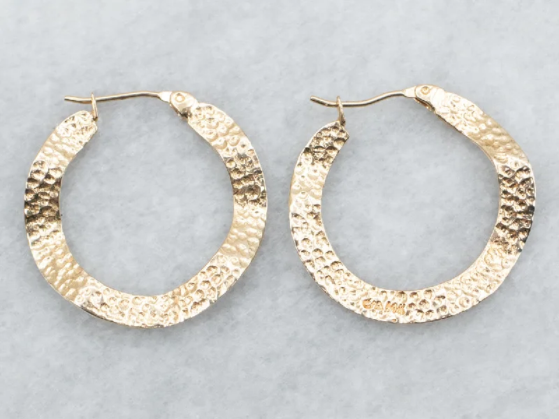 Colorful gem-studded earrings for playful looks -Textured Wave Hoop Earrings