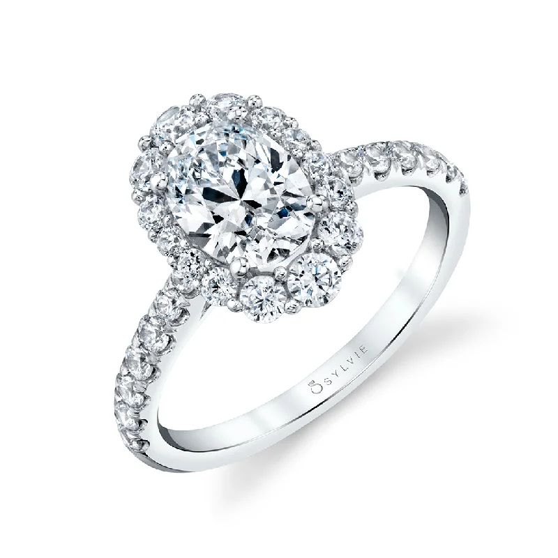 Classic engagement rings with diamond details -Sylvie Oval Engagement Ring S1848 - OV