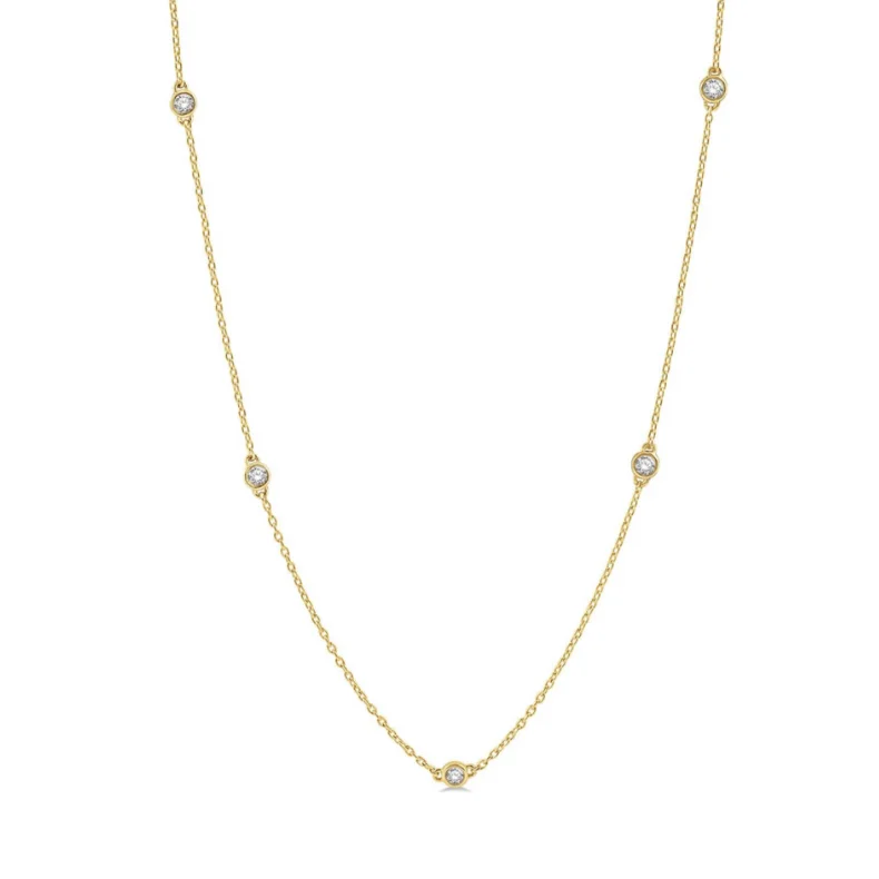 Luxury emerald necklaces for a sophisticated touch -3/4 Ctw Round Cut Diamond Fashion Necklace in 14K Yellow Gold