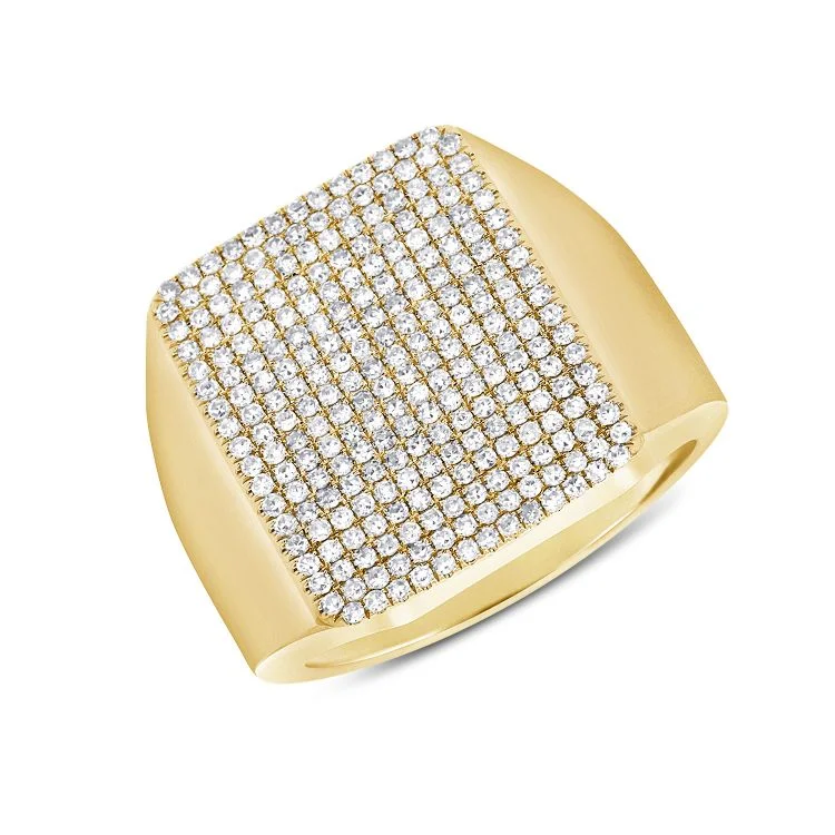 Fashionable cocktail rings for bold looks -14K Yellow Gold Diamond Pave Rectangle Ring