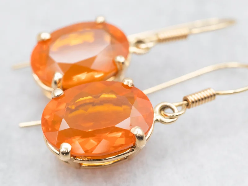 Elegant crystal earrings for formal events -Faceted Mexican Fire Opal Earrings