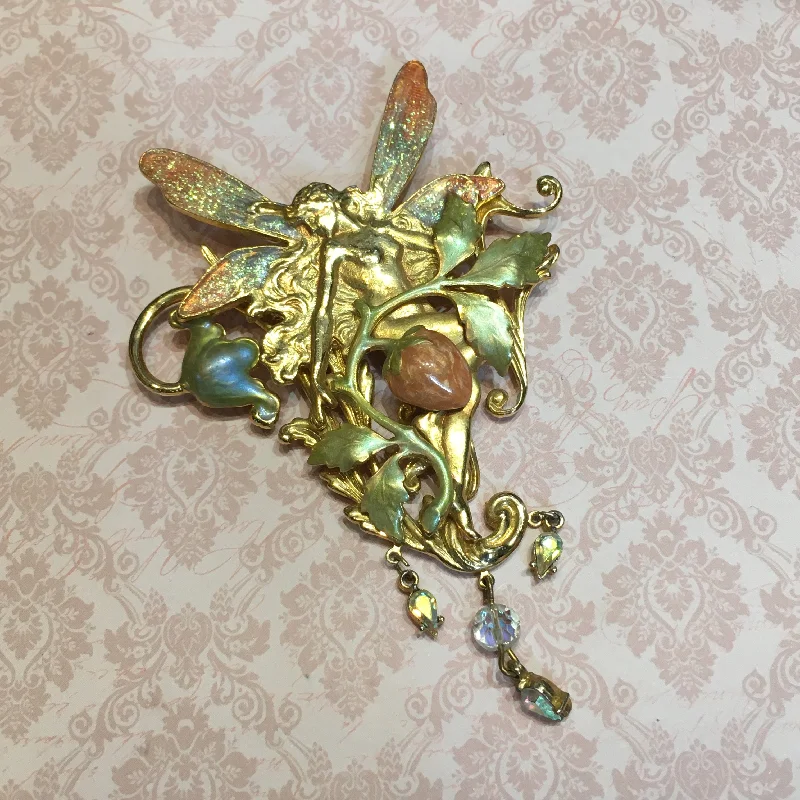 Large brooch-Kirks Folly Fairy Flower Vintage Brooch Gold