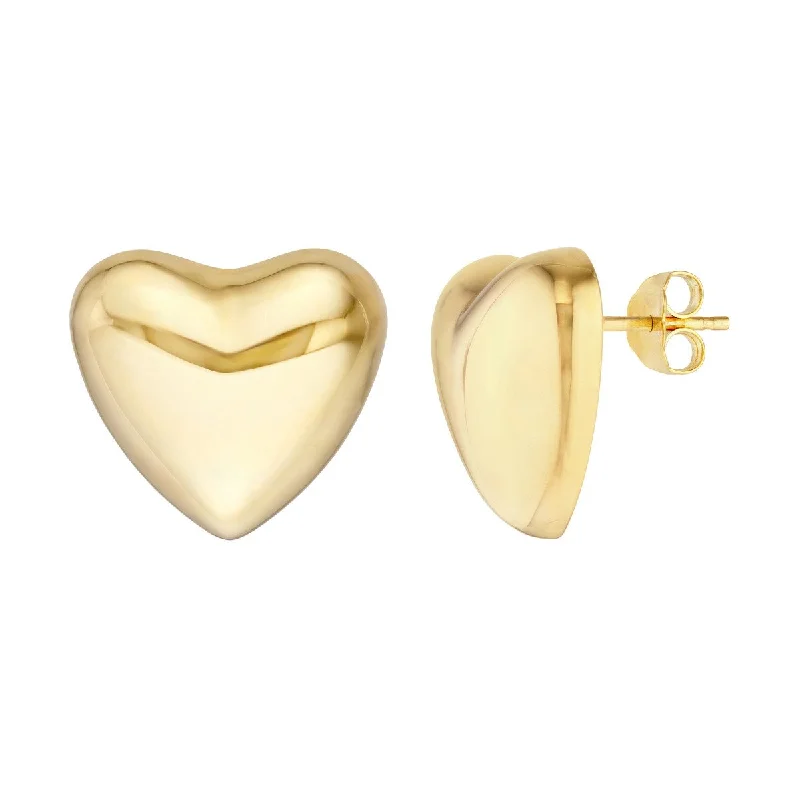 Handcrafted earrings with intricate details -Puffed Heart Stud Earrings