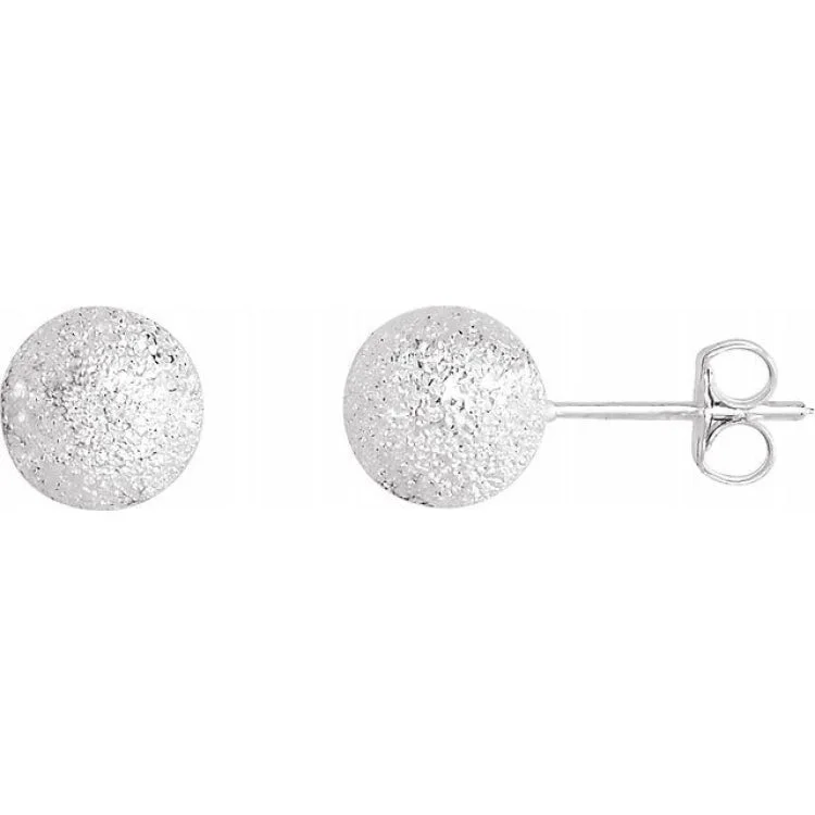 Custom hoop earrings with charms for personalization -Sterling Silver 8 mm Stardust Ball Earrings