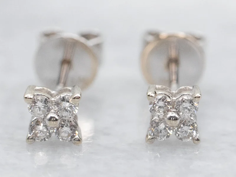 Trendy geometric earrings with modern appeal -Floral Diamond Stud Earrings