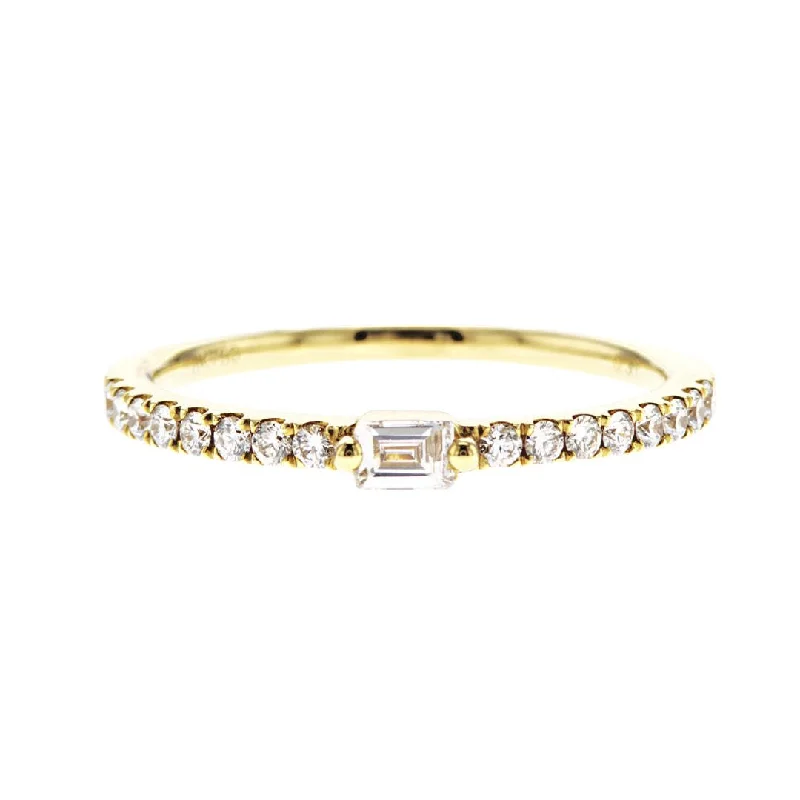 Classic ruby rings for timeless elegance -18K Yellow Gold 0.31 CT Baguette Diamond Stackable Band