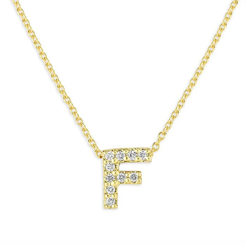 Personalized bar pendant necklaces for special moments -Love Letter Diamond Initial F Necklace in Yellow Gold