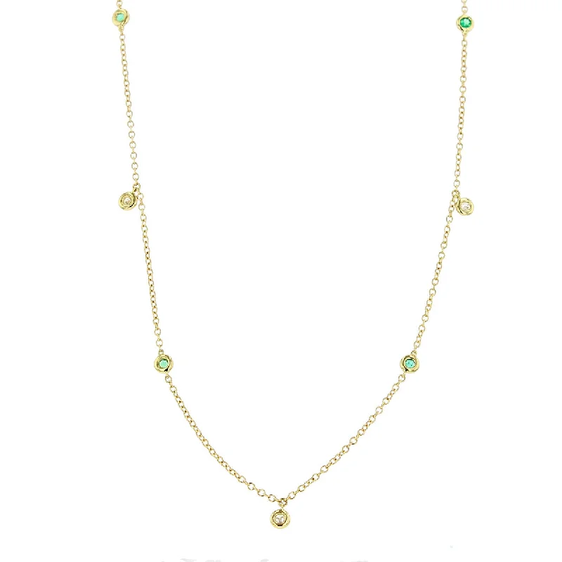 Diamond necklaces for special occasions -Emerald and Diamond Station Necklace