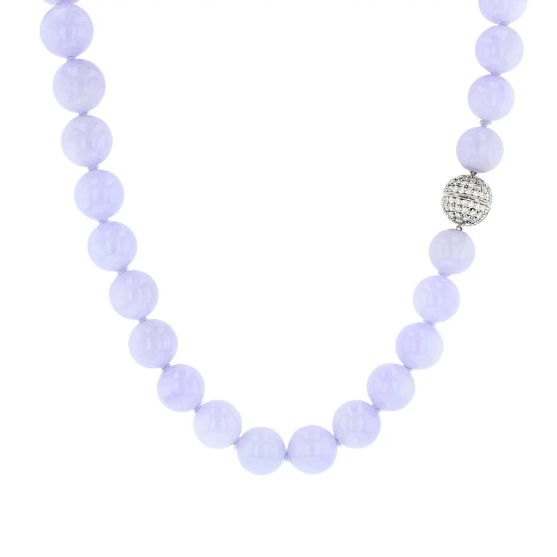 Luxury pearl necklaces for sophisticated style -Jade Bead Necklace with 18K Diamond Clasp