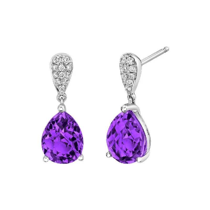 Vintage gold earrings for timeless elegance -Amethyst & Diamond Drop Earrings